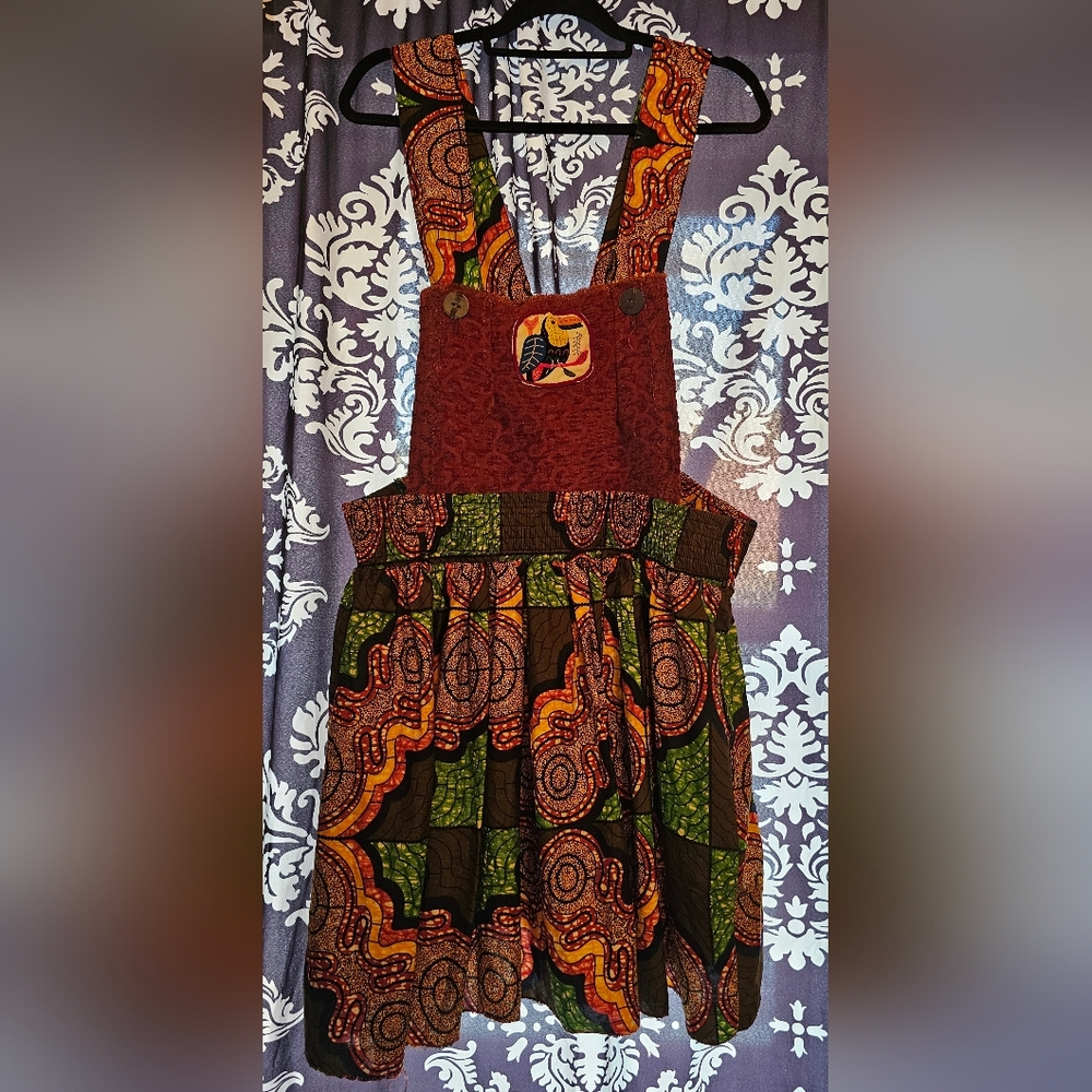 Vibrant Patchwork Pinafore Dress - image 1